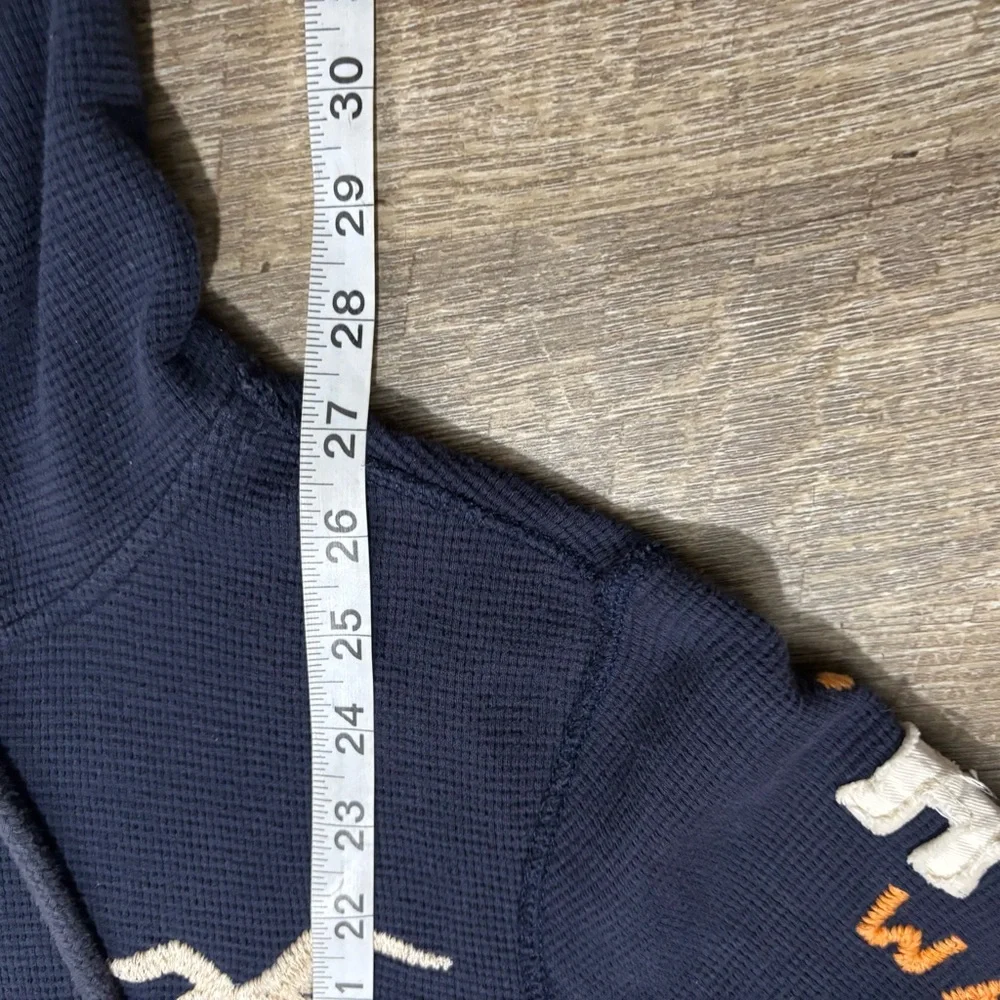 Hollister Waffle Knit Full Zip Hoodie Men's M Blue Fleece Y2K Wave Crashers - Picture 8 of 10